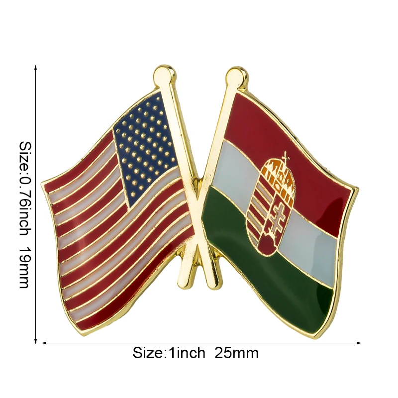 U.S.A. & Ungarn Freundschaftsflagge Metall-Anstecknadel Flaggen-Pin Abzeichen