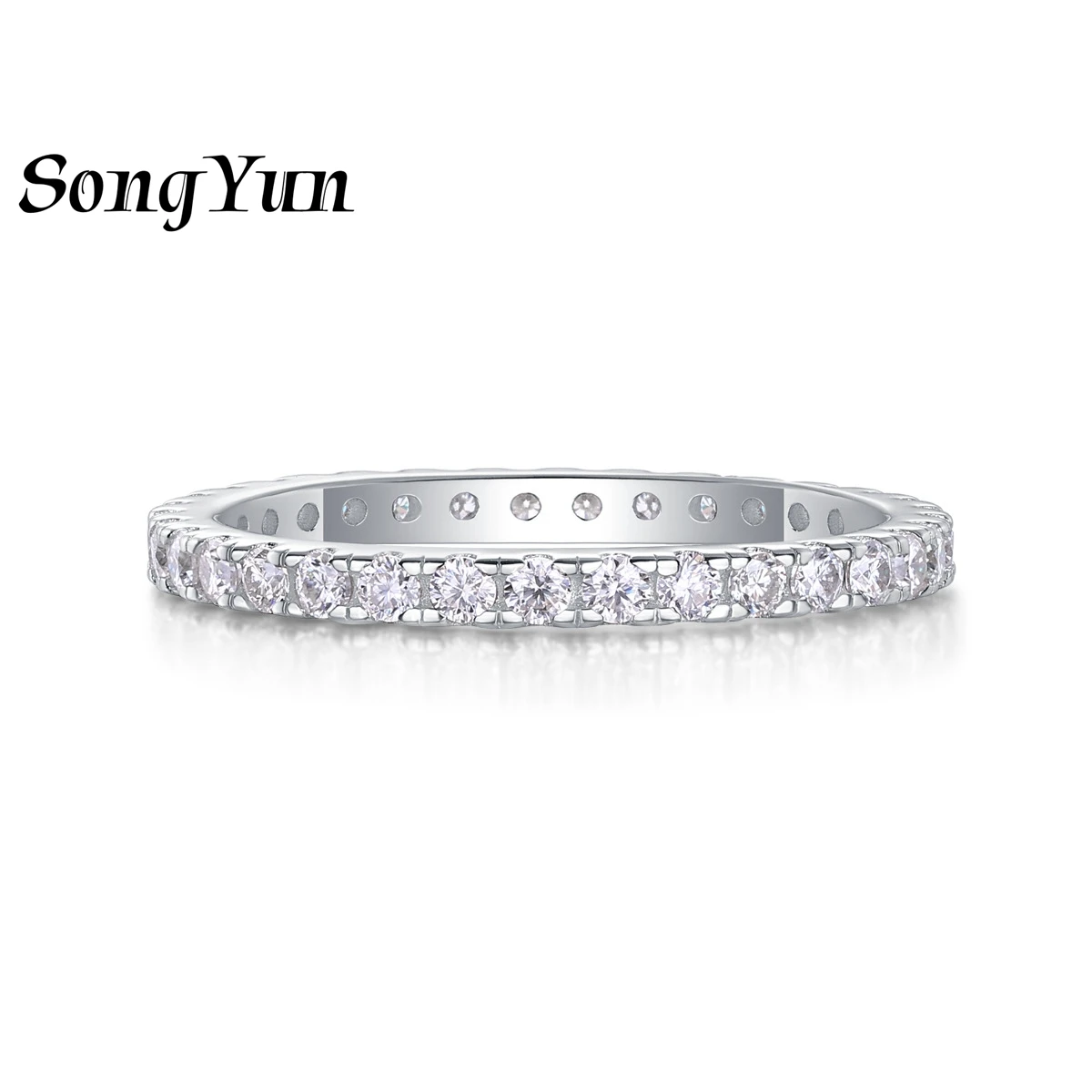 

SONGYUN Brand Jewelry 925 Sterling Silver Ring Round Moissanite Christmas Ring for Mom 18K Gold Plated SYT Patent Fine Rings