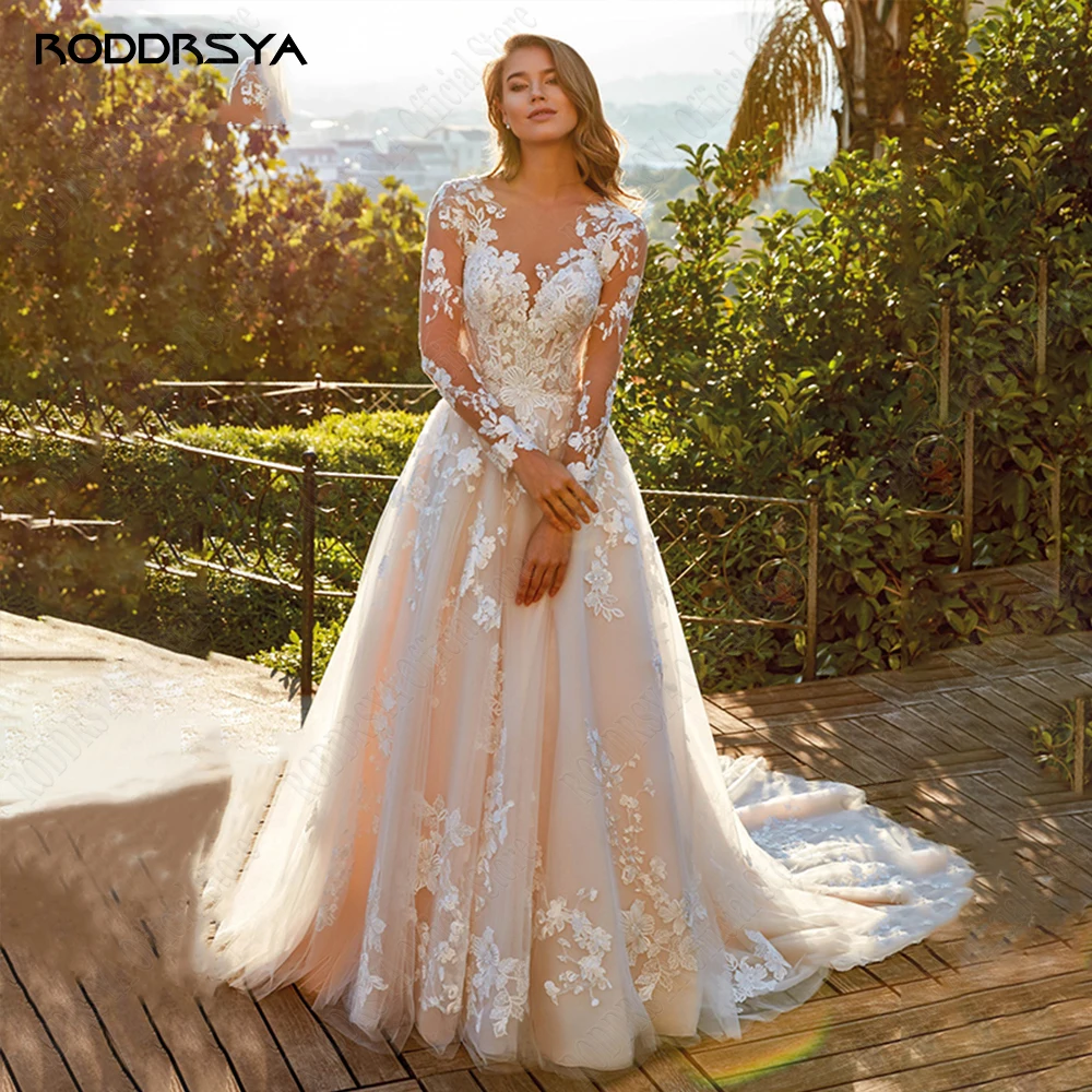 RODDRSYA Customized Elegant Lace A-line Wedding Dress Long Sleeves Bride Gowns Applique O-Neck Sweep Train vestidos de novia - AliExpress 320 RODDRSYA Customized Elegant Lace A-line Wedding Dress Long Sleeves Bride Gowns Applique O-Neck Sweep Train vestidos de novia - AliExpress 320
