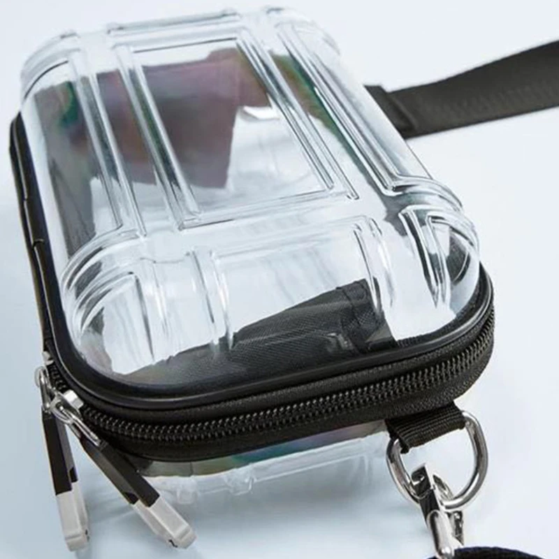 Summer PVC Transparent  Crossbody Bag For Women Solid Color Zipper Shoulder Female Bag Wide Straps Beach Bag