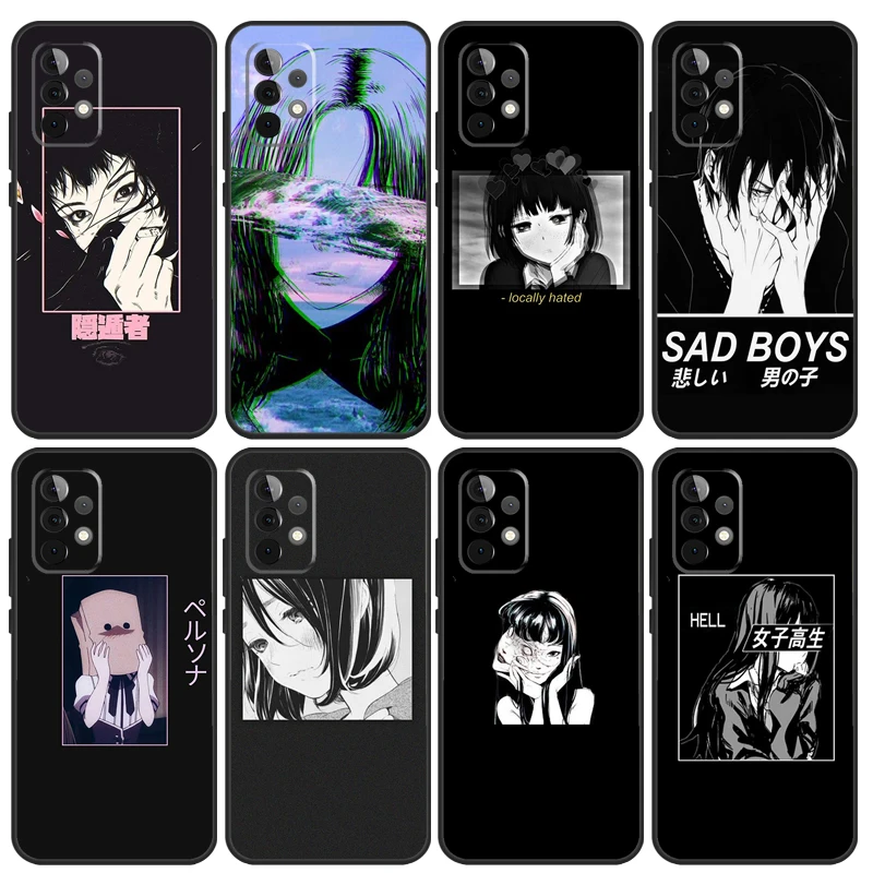 Sad Japanese Anime Aesthetic Cover For Samsung Galaxy A04S A21S A13 A23 A33 A53 A73 A51 A71 A50 A12 A22 A32 A52S Case