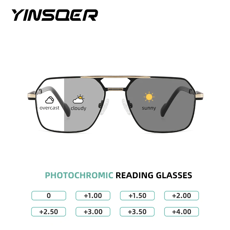 

Photochromic Reading Glasses for Men Small Size Reading Sunglasses Men Classic Double Bridge Optical Glasses Woman with Recipe