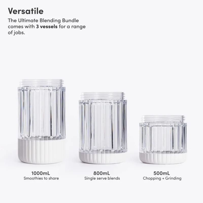 خلاط الوحش؛ مزج كونترتوب شخصي للعصائر والمخفوقات وإعداد الطعام والفواكه المجمدة والخضروات؛ الأوعية المحمولة الإضافية