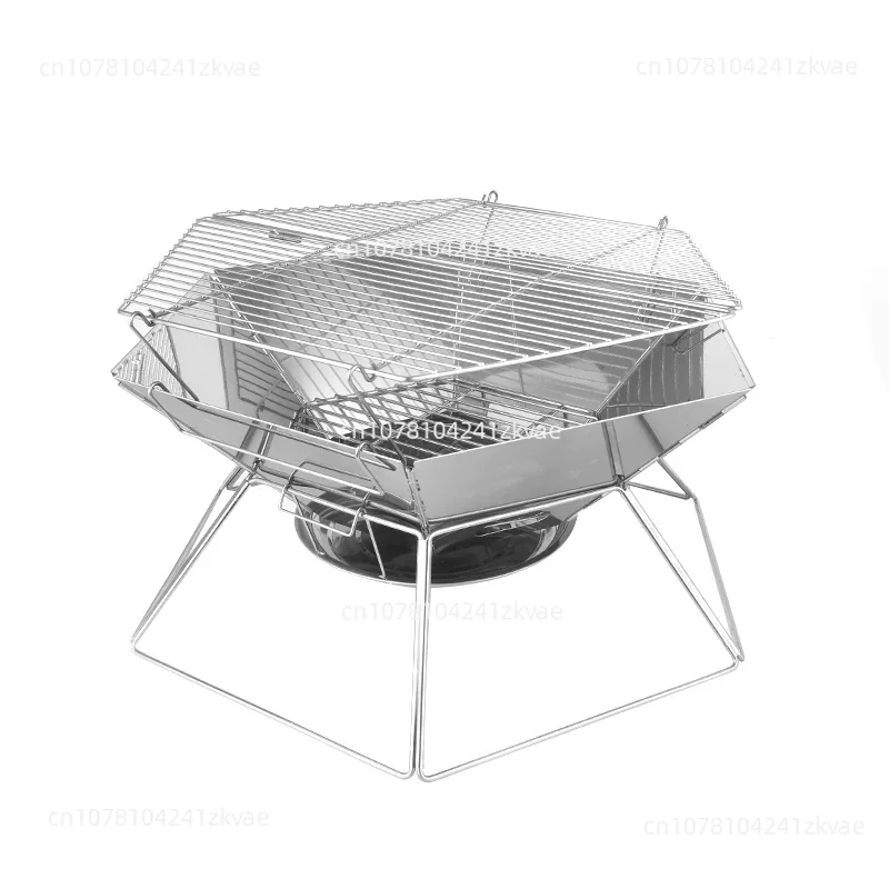 Portable Wood Stove Brazier Wood Heater Folding Hike Barbecue BBQ Grill Stand Camping