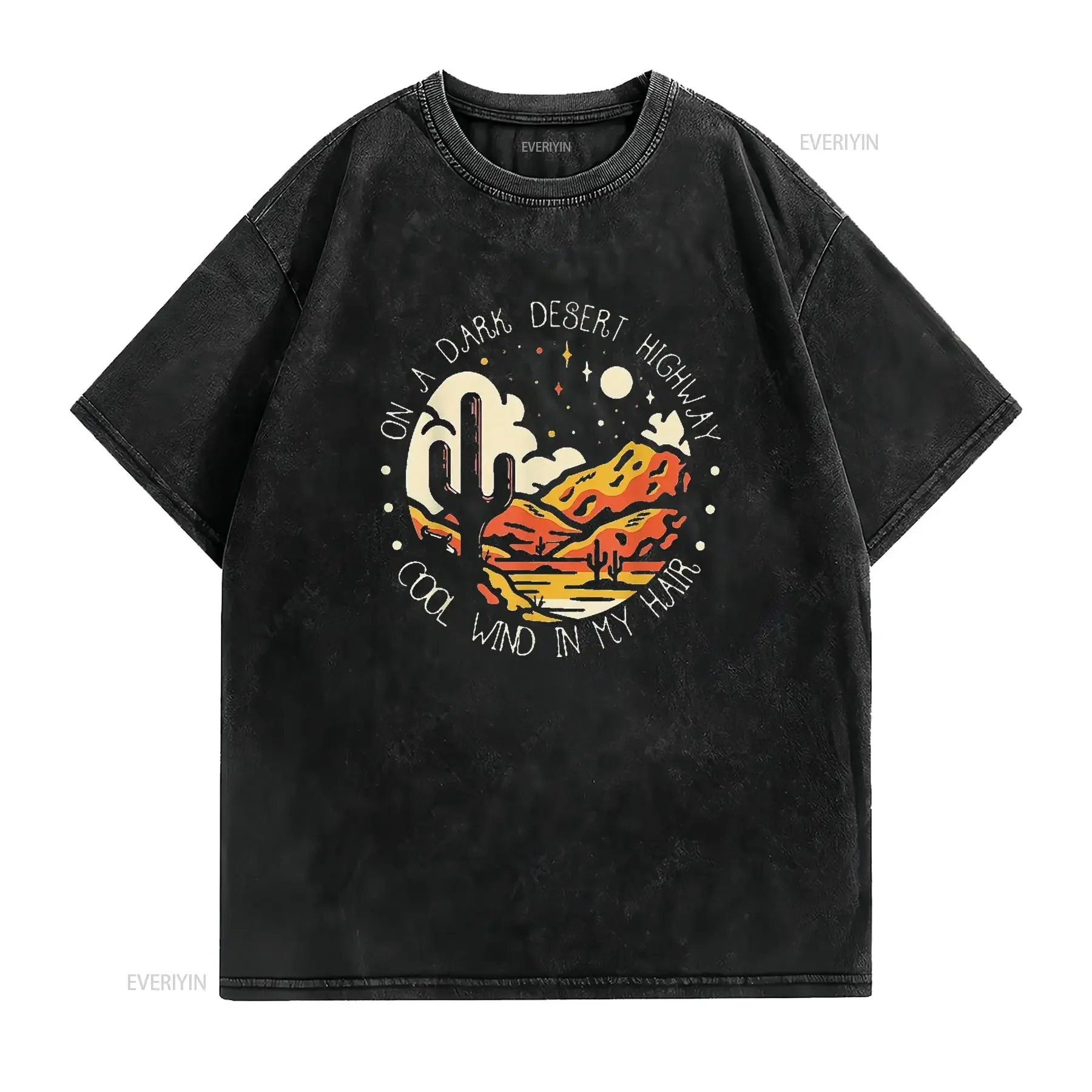 Funny on Dark Deserts Highway Cool Wind in My Hair Womens T Shirt Black XL vintage Washed designer clothes