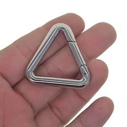 mirror polished Unique 40mm 1.6inches   wire triangle Fine biker stainless steel Carabiner link Key ring Keychain EDC FOB  hook