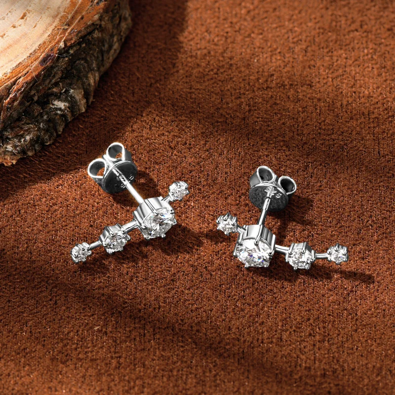 IOGOU Fashion 4-stones Moissanite Earrings Stud Climber for Women 925 Silver Original Fine Jewelry 2024 Trend Gift Certified