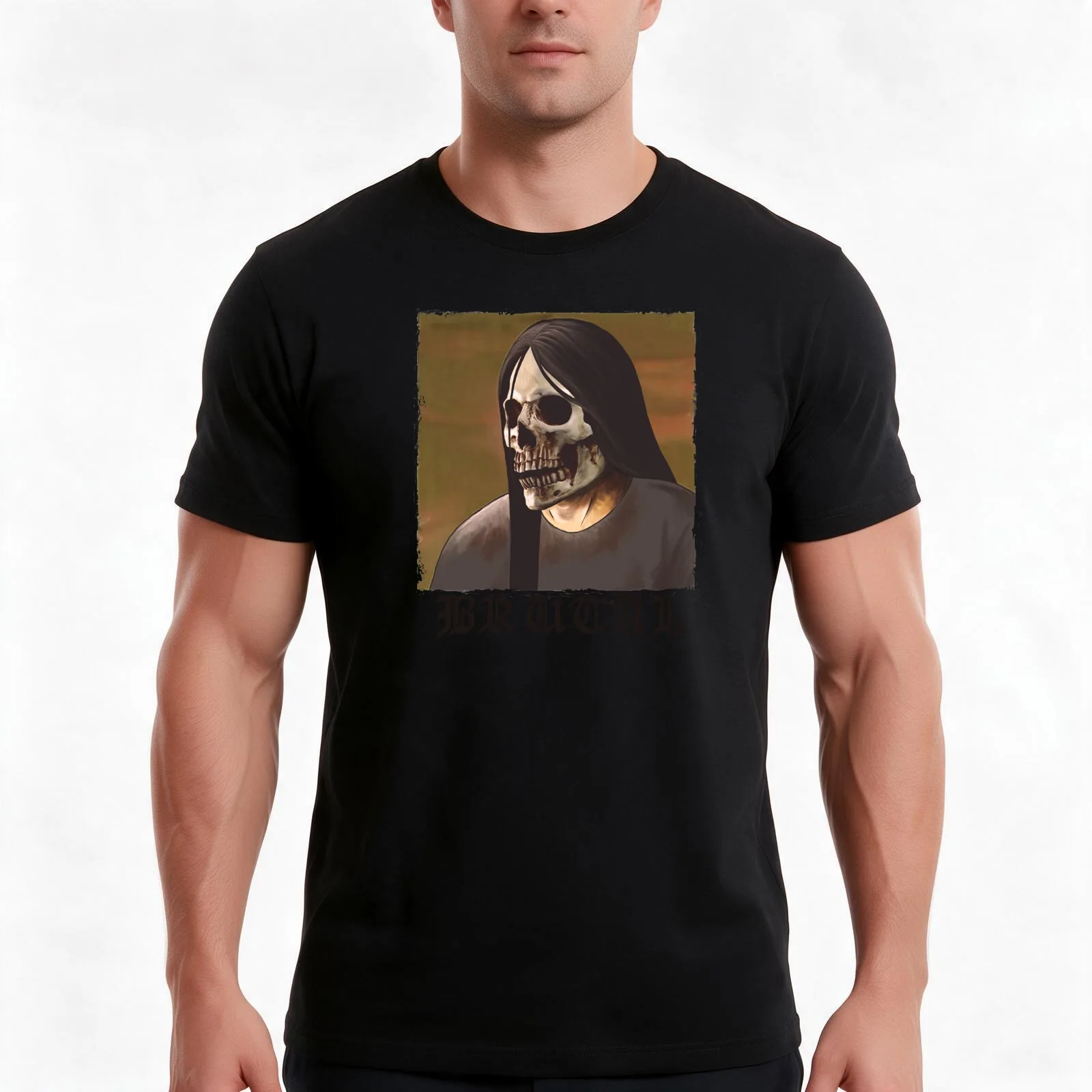 brutal T-Shirt, Summer Casual Cotton Tee, Oversized Streetwear Tops, Vintage Graphic Print, Loose Fit Short Sleeve, 100% Cotton