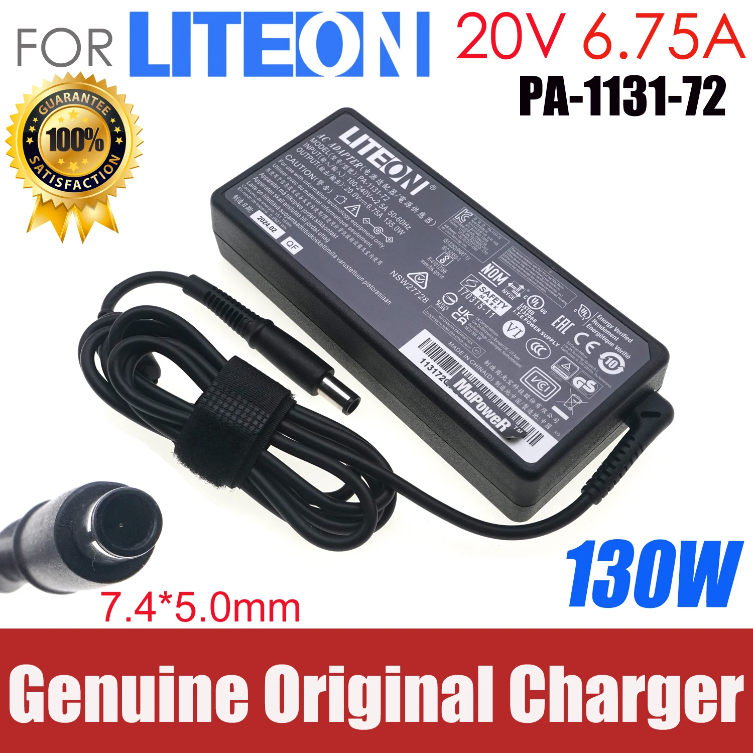 

Original AC Adapter LITEON 20V 6.75A 135W PA-1131-72 Charger 7.4x5.0mm PA-1131-76 Laptop Power Supply Genuine