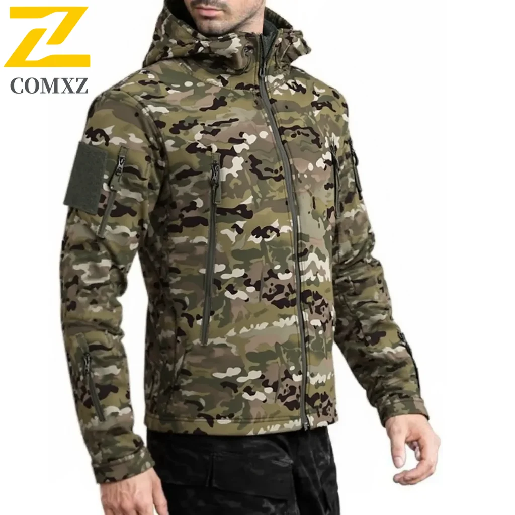 

EiAO Men's Tactical Military Camo Softshell Jacket Winter Fleece Lined Waterproof Assault Windbreaker Outdoor Combat Coat​
