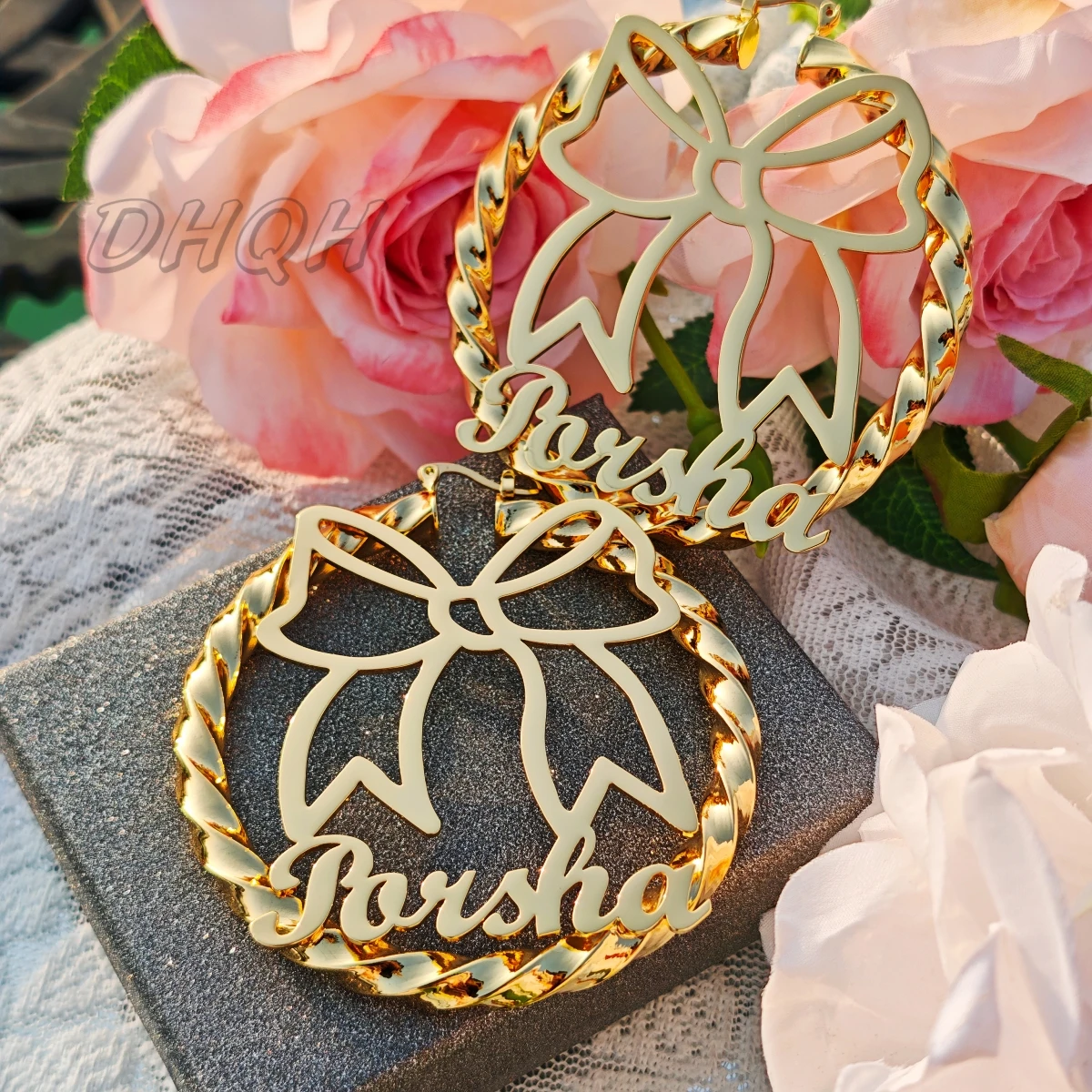 

Customized Name Earrings Personalized Stainless Steel Twist Hoop Earrings Cartoon Letter Jewelry Party Birthday Anniversary Gift