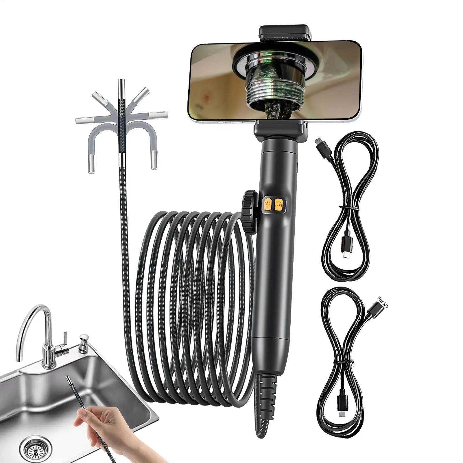 

Borescope With Articulating Head Industrial Endoscope Inspection Camera Waterproof Snake Scope For Industrial Duct Hvac System