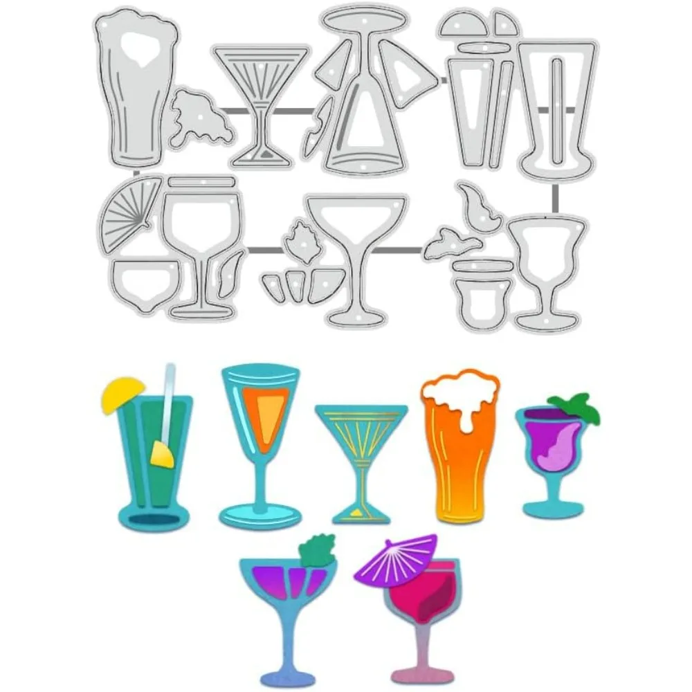 Cocktail Cutting Dies, Beer Lemon Goblet Metal Die Cuts Stencils for DIY Scrapbooking Decorative Embossing Paper Scrapbooking