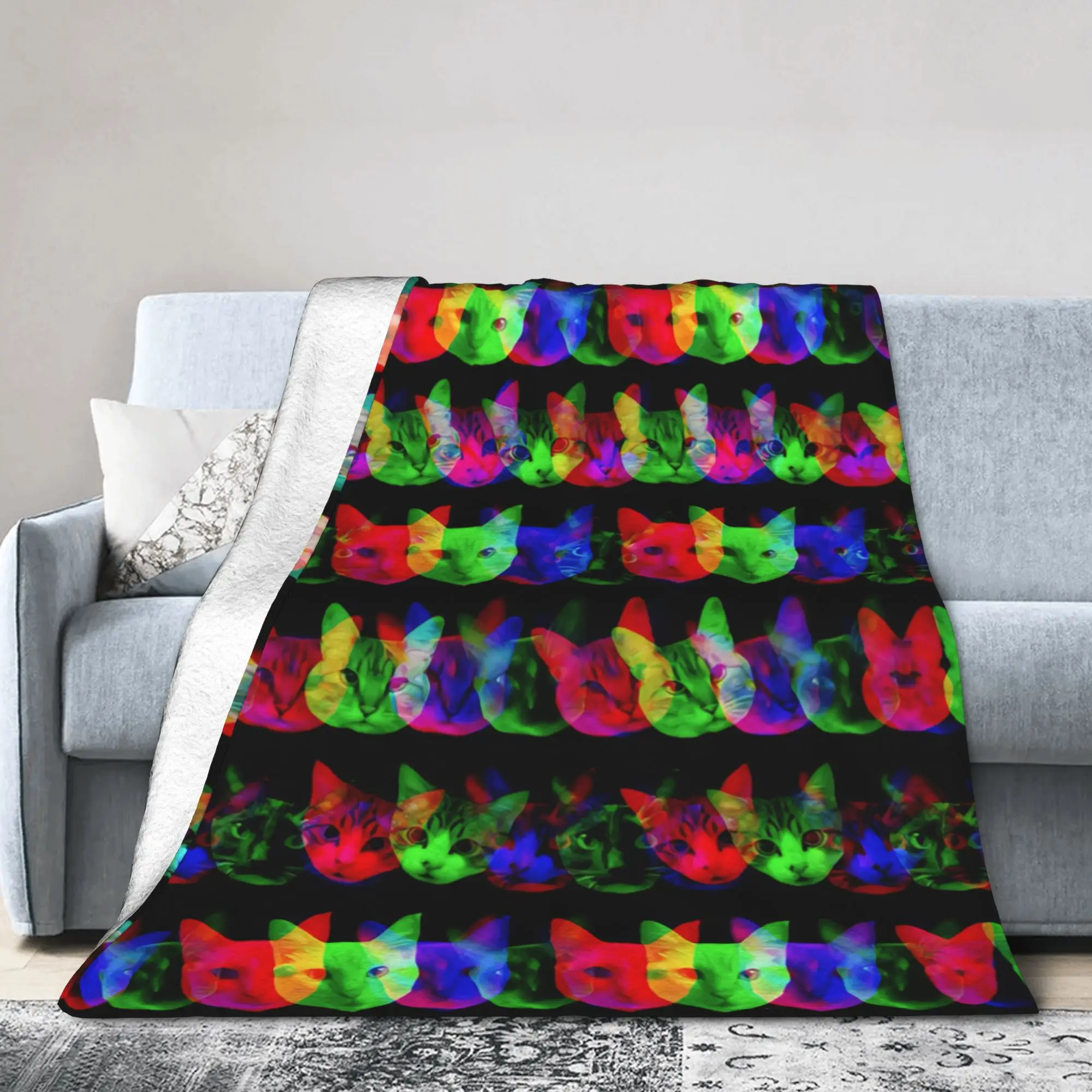 New Arrival Alien Cat cats Blanket Soft Fleece  Cozy Throw Blanket Machine Washable