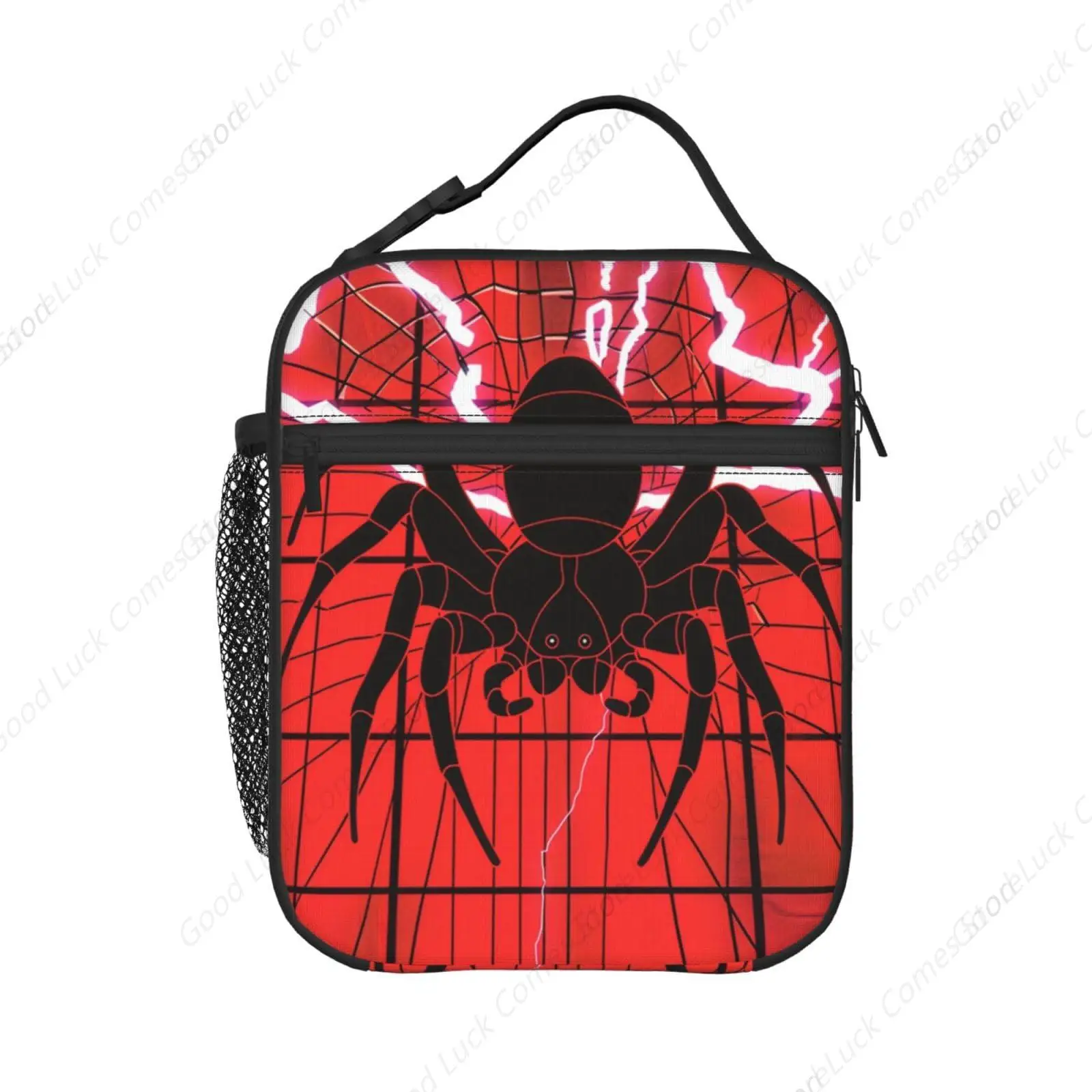 Lightning Black Spider Red Grid Lunch Box - Insulated Lunch Bags for Boys/Girls/Women/Men Detachable Handle Lunchbox