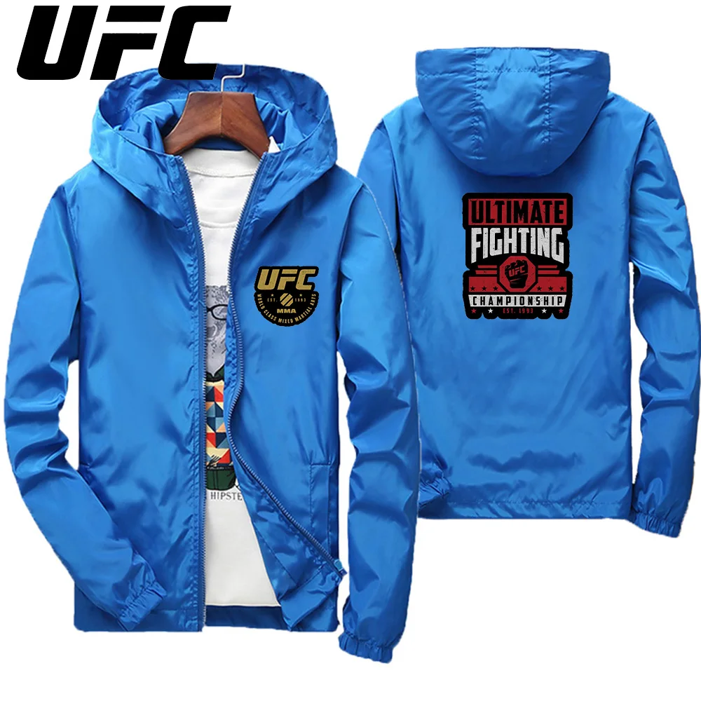 UFC سترة رجال الإطفاء غير الرسمية الجديدة للرجال، ملابس رياضية خارجية رفيعة للغاية وسحاب واقية من الشمس، صيف، نمط رياضي 2025