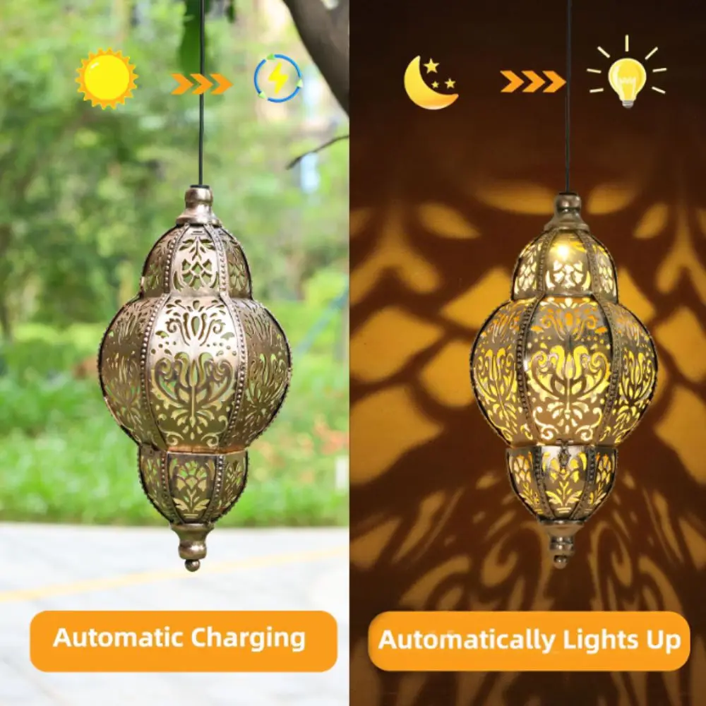 Solar Powered Solar Lantern Lithium Battery Waterproof Outdoor Decoration Iron Art With Hook Solar Lighting Outdoor Use
