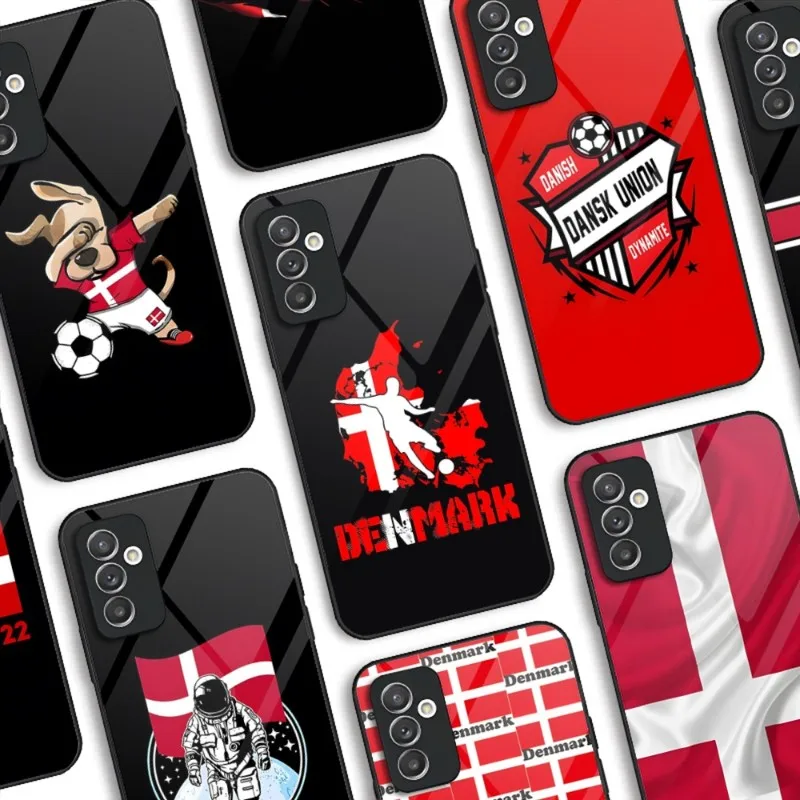 Denmark National Flag Phone Case Glass For Samsung A52 A51 A22 A12 A32 A42 S22 S21FE S20 Ultra Note 20 10 Pro Plus Cover