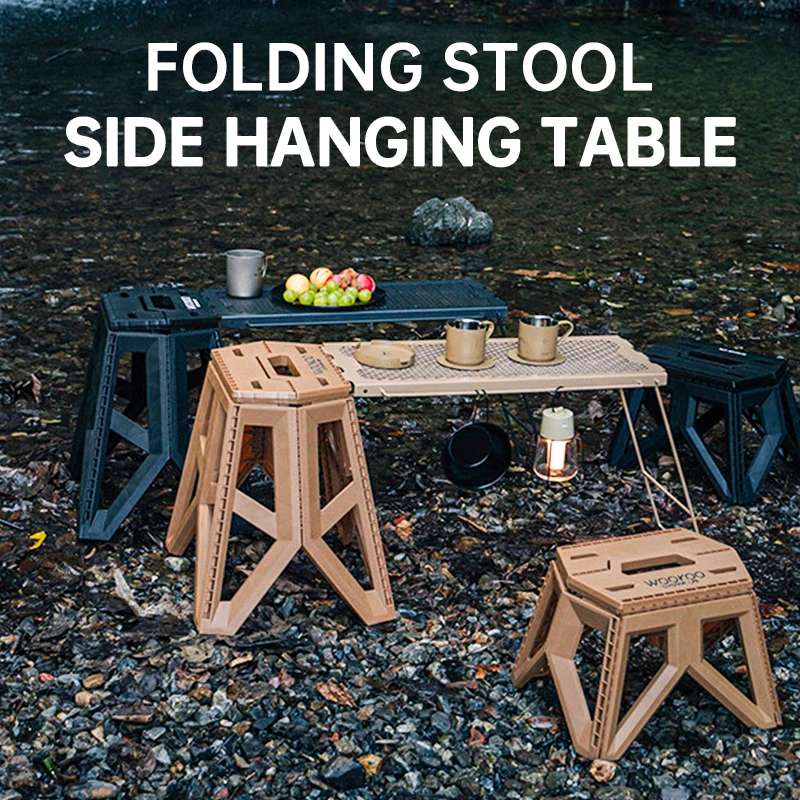 Outdoor Multi-functional Folding Table, Grid Table, Stool, Side-hung Table, Portable Wrought Iron, Lightweight Camping Equipment