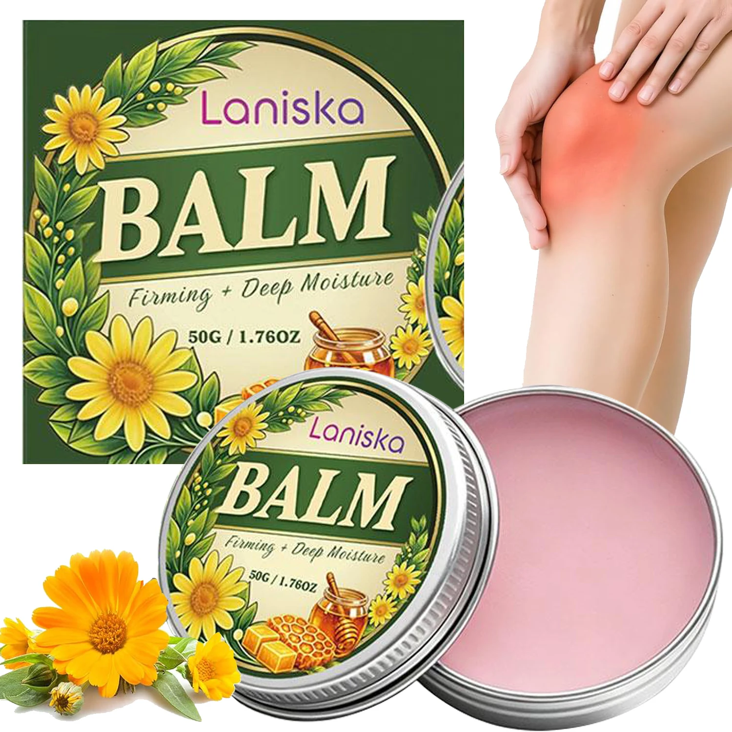 Bálsamo Humectante Calmante Milagroso, Alivia Dolores Musculares, Crema para el Cuidado de Articulaciones y Piernas, Manos, Pies y Cuerpo, con Ingredientes Naturales de Caléndula