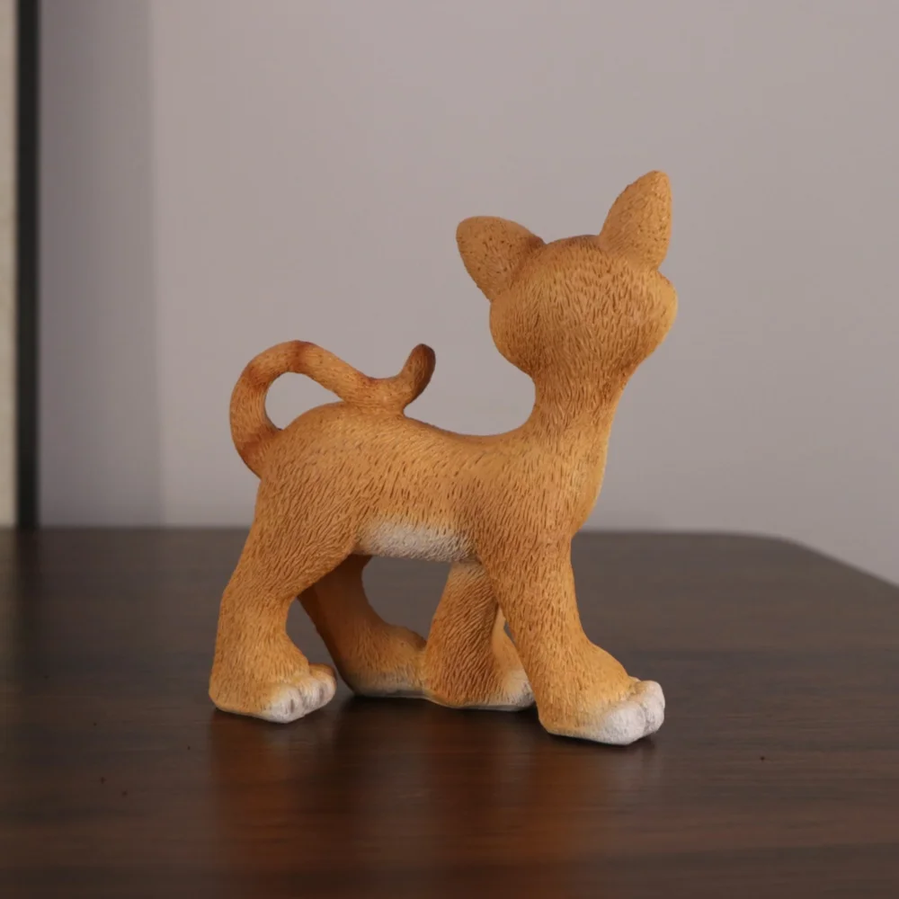 Niedliche Katzenfigur, realistisches Tiermodell, Glückskatzen-Statue aus Kunstharz, Dekoration für Wohnzimmer, Schreibtisch, Geschenk für Kinder – Detail 6
