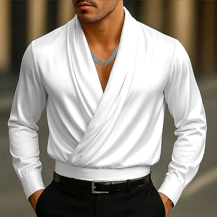 Satin V Neck Blouse Elegant Business Casual Tops Women Spring Summer Office Blouses Shirts