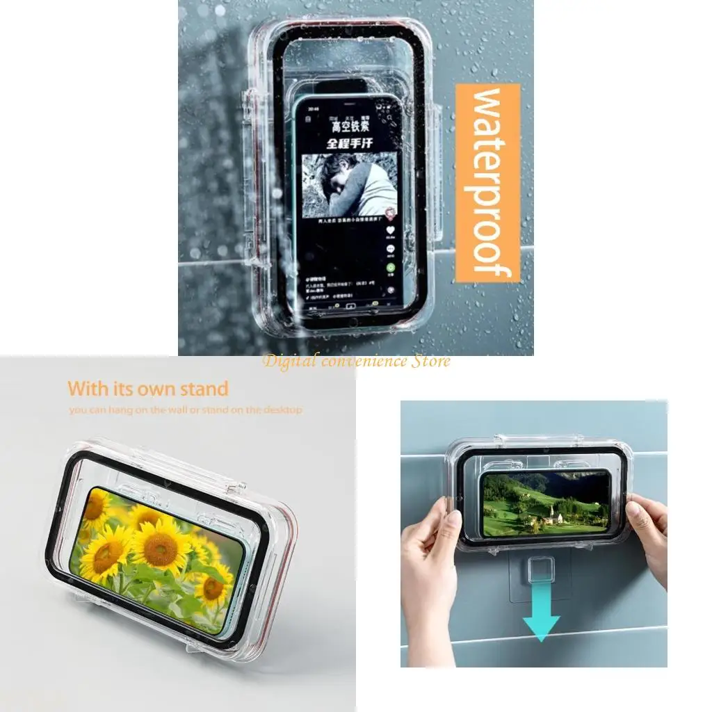 

97QA Punch-free Portable Shower Phone Holder Waterproof Phone for Case Mount