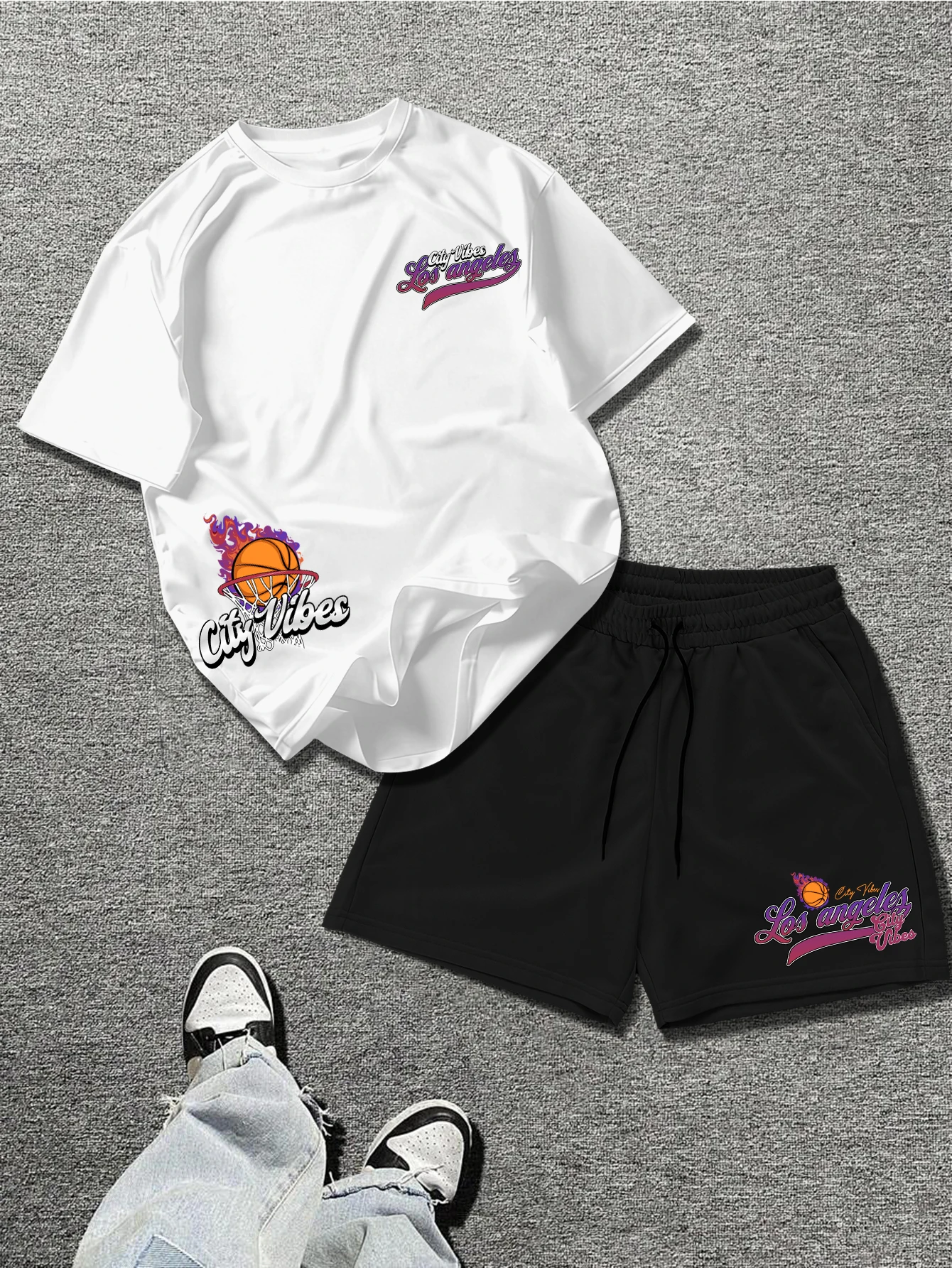

Men's Los Angeles City Vibes Basketball Graphic Shorts Hip Hop Streetwear Drawstring Summer Casual Sports Short Pants
