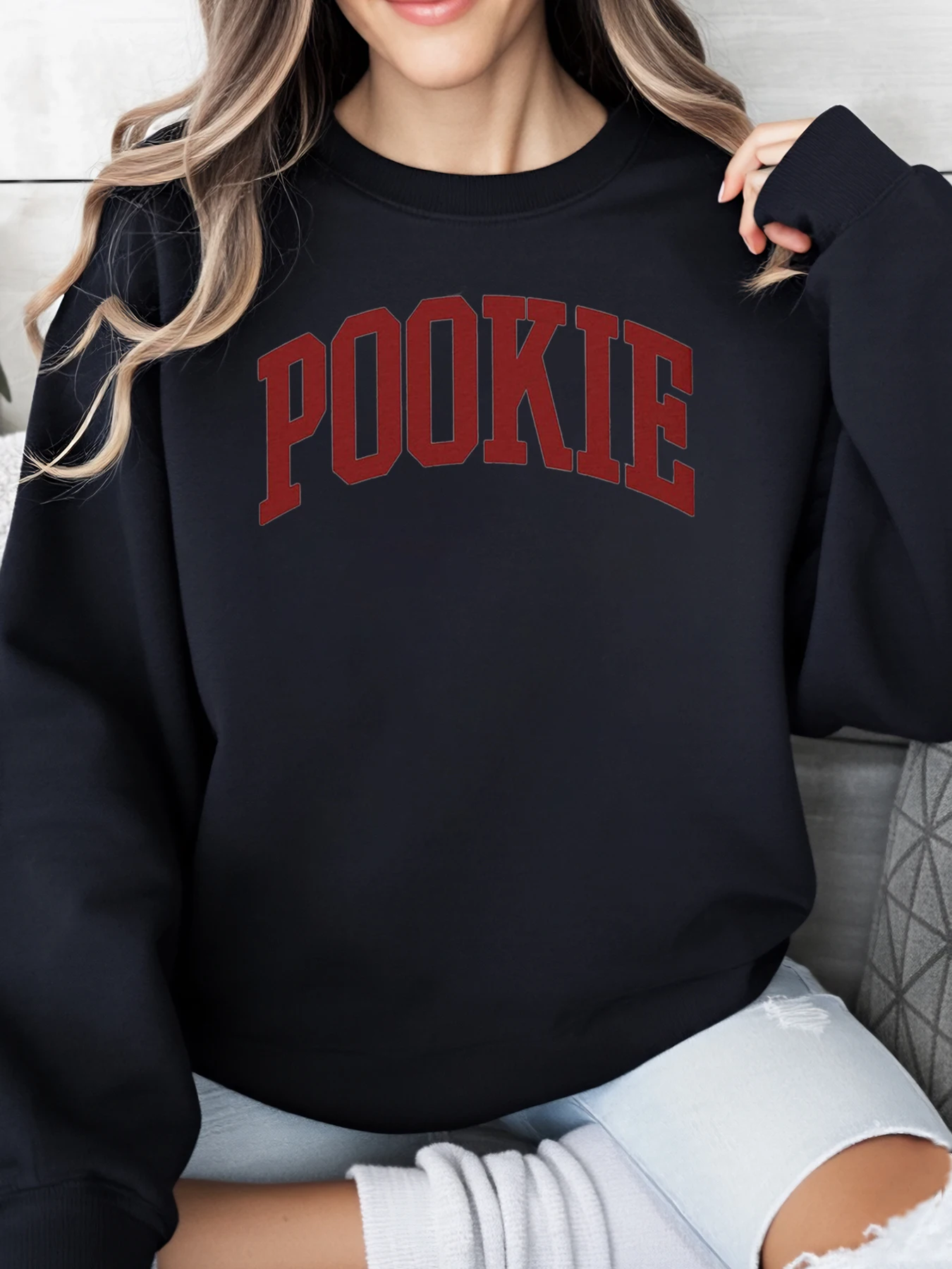 

Толстовка с круглым вырезом с принтом Pookie, женская повседневная одежда на Хэллоуин, большие размеры