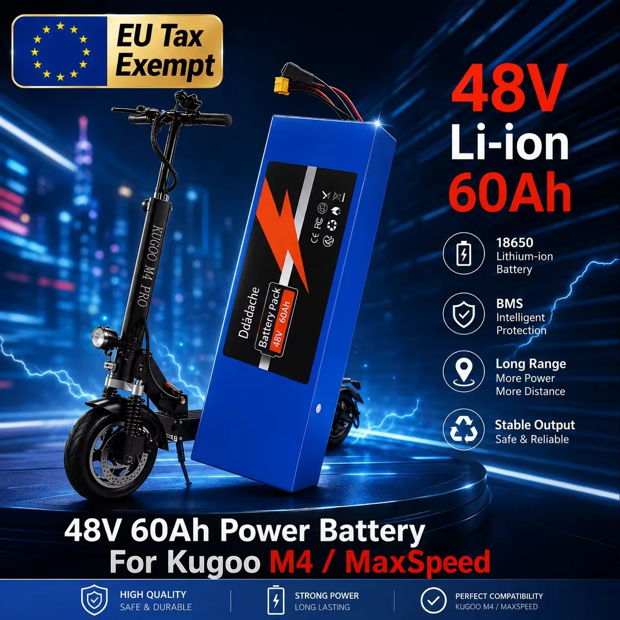 Nouvelle batterie au lithium pour vélo électrique 48V 60Ah 13S4P, grande capacité, amélioration de puissance 500W-2000W, avec BMS adapté aux batteries de scooter électrique Citycoco