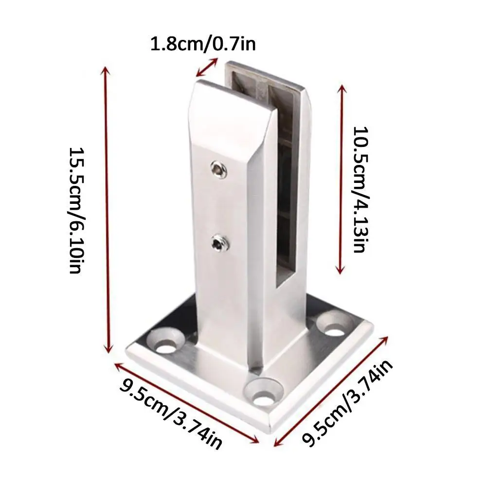 مشبك تثبيت زجاجي من الفولاذ المقاوم للصدأ ، مشبك زجاجي فضي بدون إطار ، درابزين درج الدرابزين ، مشبك سياج حمام السباحة #2