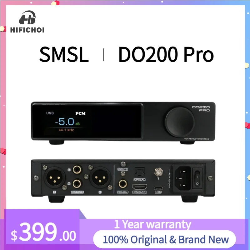 

SMSL DO200 PRO Hi-res HiFi Full MQA Decoding DAC Balanced Decoder 12x CS43131 Chips Pre-amp Bluetooth5.1 HDMI-ARC For PS5 Switch