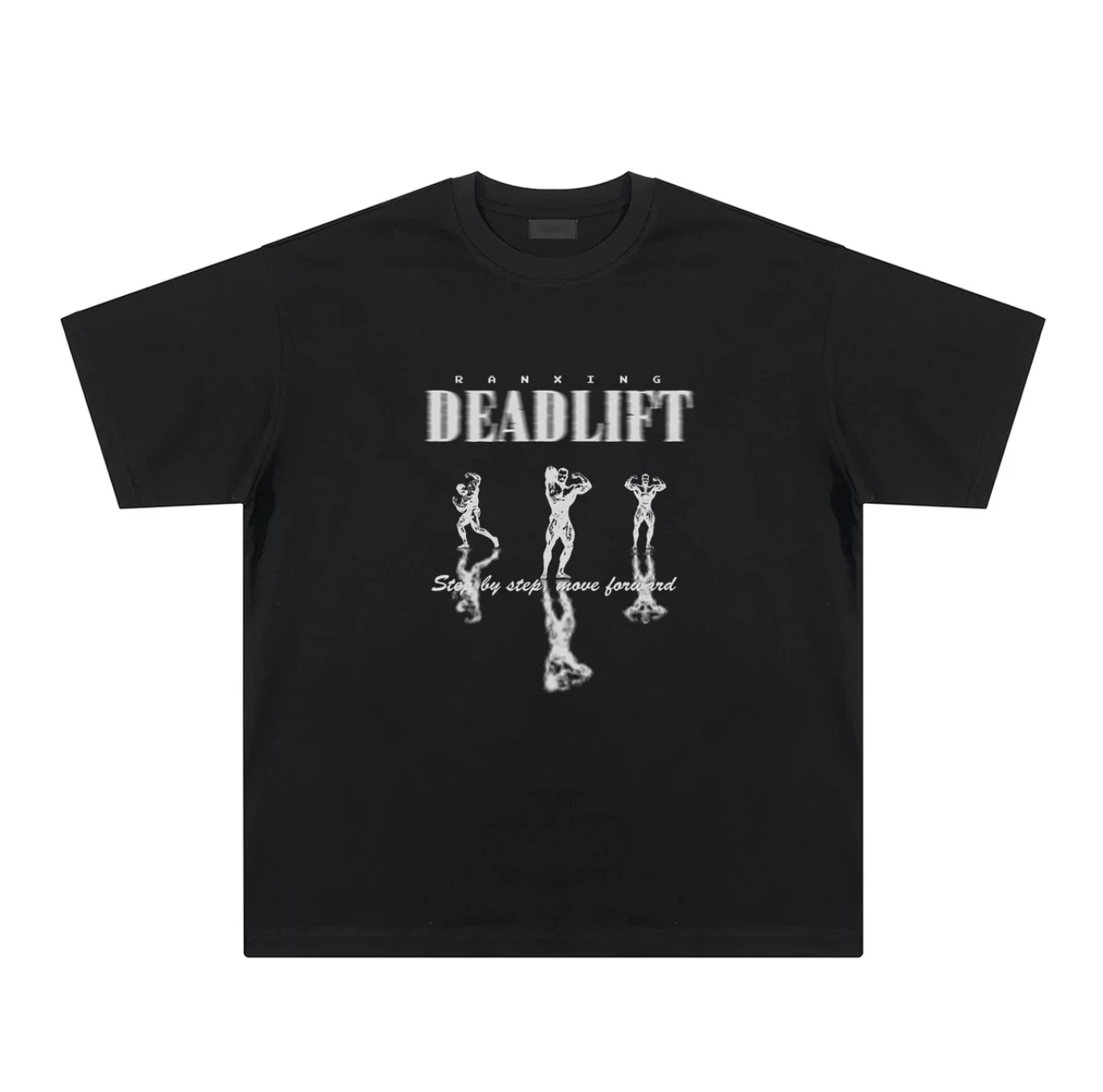 2025 نمط اللياقة البدنية الجديد انعكاس كم قصير طباعة الحروف الرياضية تمشيط القطن الخالص كتف فضفاض