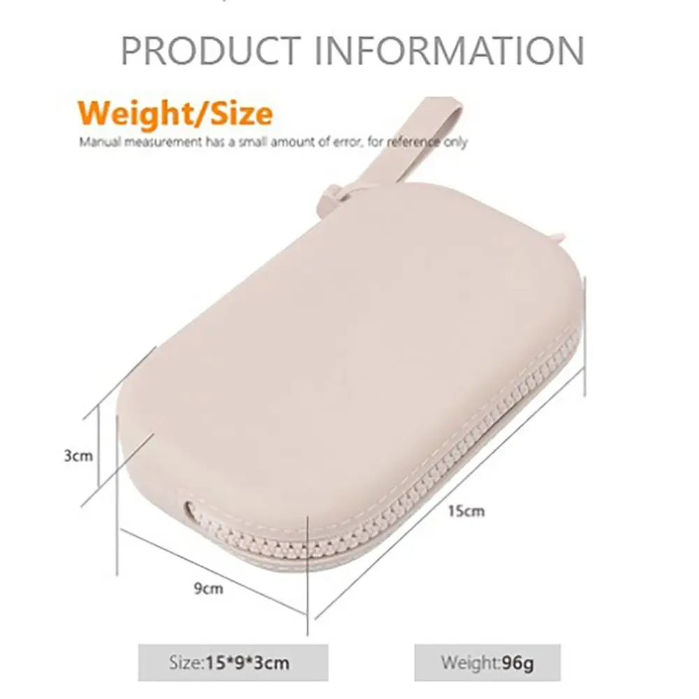 Silicone Organizer Cosmetic Bag Vintage Waterproof Smooth Zipper Earphone Bag Wallet Coin Purse Women Girls