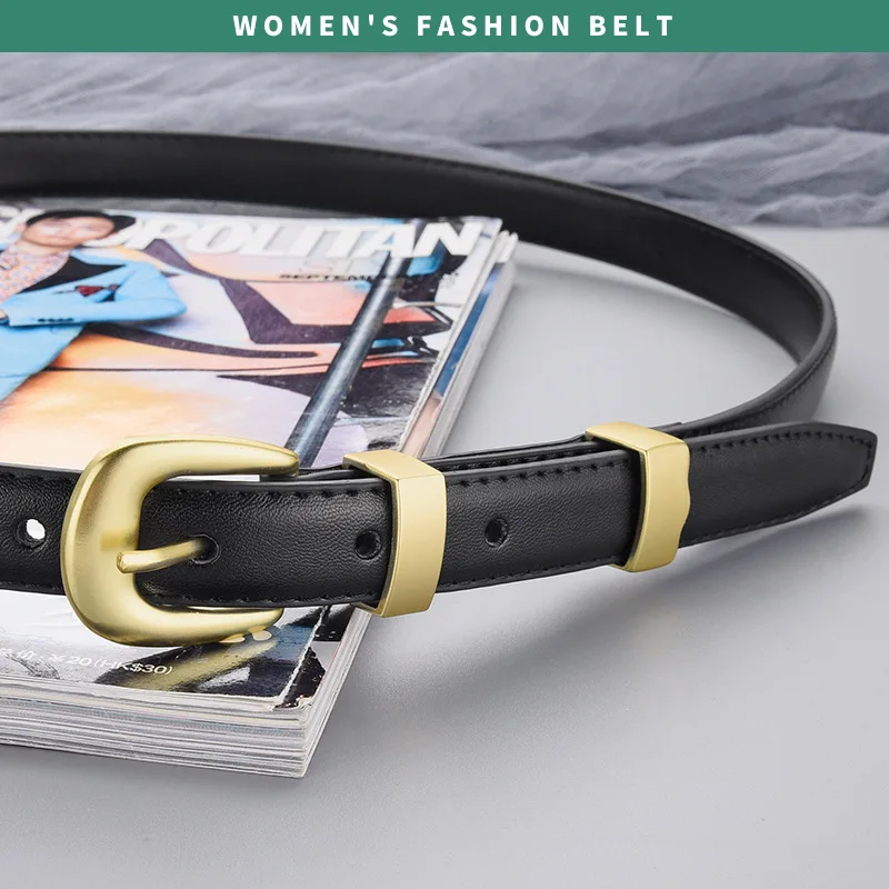 Ceinture en cuir de vachette véritable pour femme, ceinture polyvalente, décoration de mode, ceinture en jean simple, nouveau, 2023