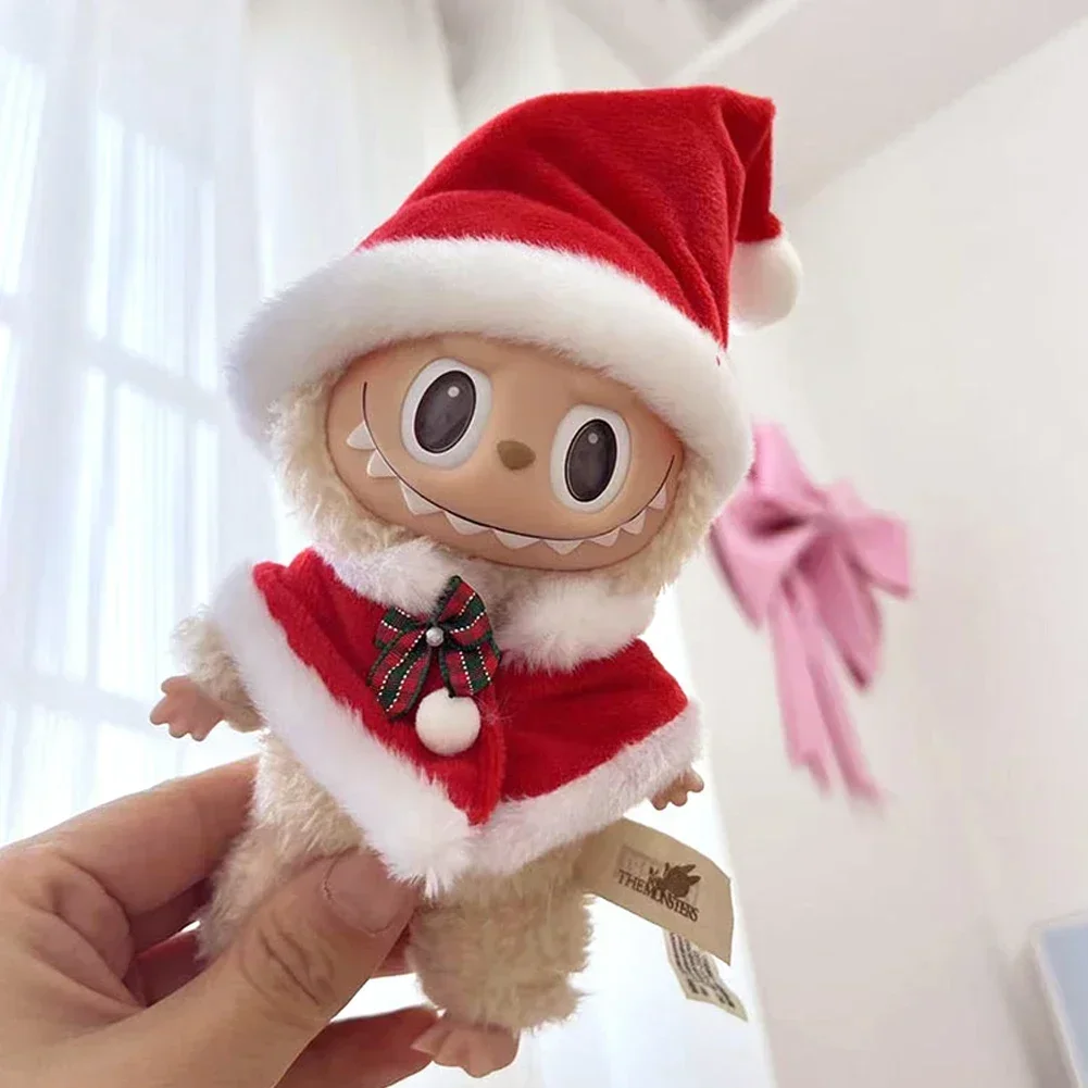 Mini ropa de muñeca de peluche de 17cm, accesorios para Labubu Idol V1 V2, galleta de Navidad, suéter para hombre, sombrero, ropa, regalo de Año Nuevo