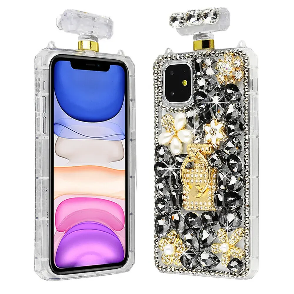 

Luxury Bling Rhinestone Perfume Bottle Case For Samsung Galaxy S24 S20 Plus S21 FE S22 23Ultra Note20 10 Ring Bracket Cover