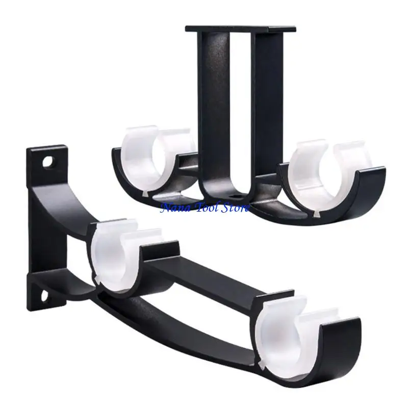 31GJ 1pc Double Curtain Rod Brackets Window Hardware Holder Home Decor Side Top Mounted