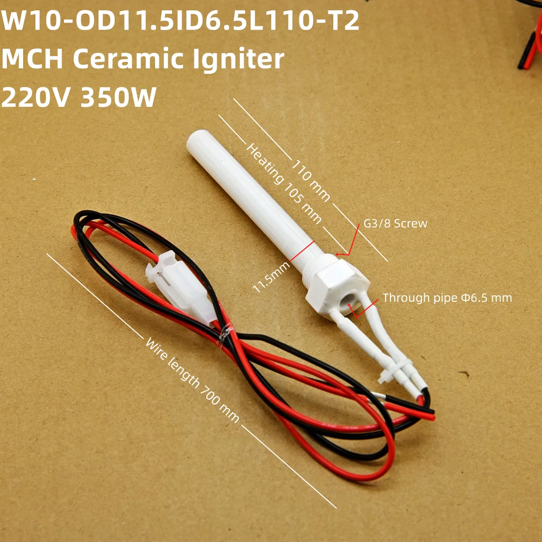 220V 350W Ceramic Igniter,pellet barbecue stove heating furnace Ignition rod, internal and external insulation, safe and env