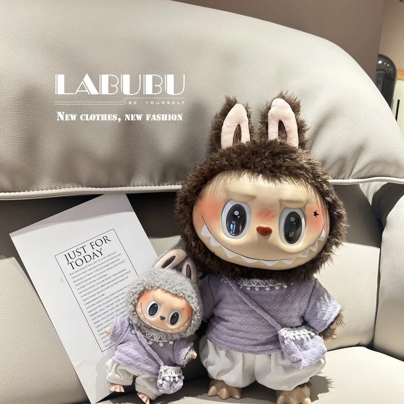 Labubu 1st & 2nd Generation Spring Collection: Macaron Color Knit Leisure Outfit Set for Enamel and Plush Dolls (Clothing Only)