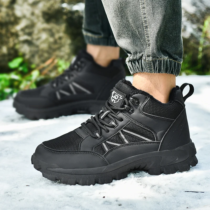 أحذية شتوية عالية الجودة معزولة وسميكة للثلج الدافئ، أحذية عمل خارجية مضادة للانزلاق ومقاومة للاهتراء، أحذية أمان، أحذية قطنية