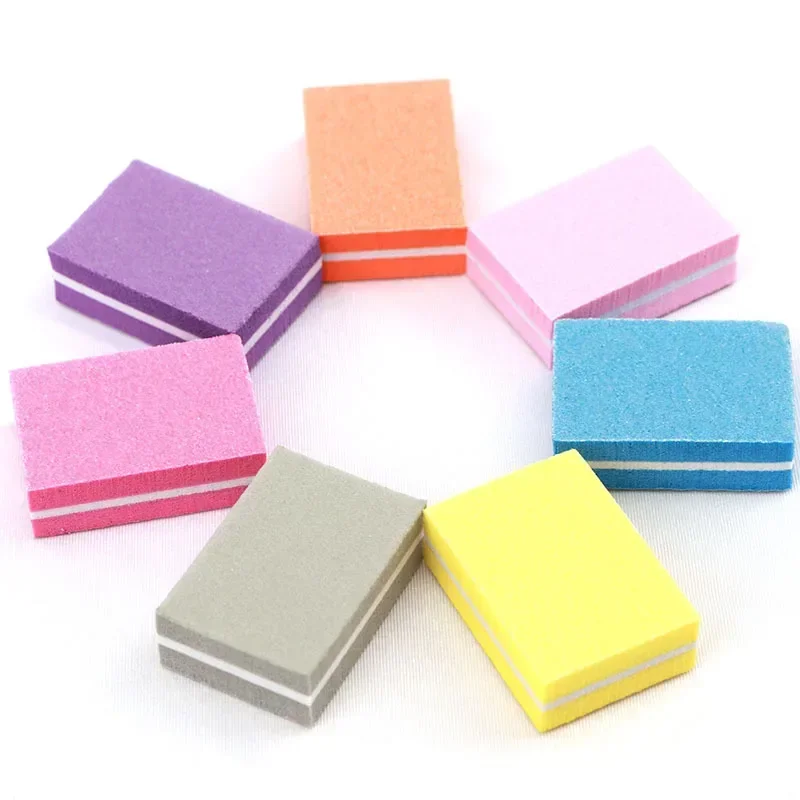 20pcs Double-sided Mini Sponge Nail File For Nail Tools Colorful Standing Buffer UV Gel Polish Grinding Buffers Manicure Tools