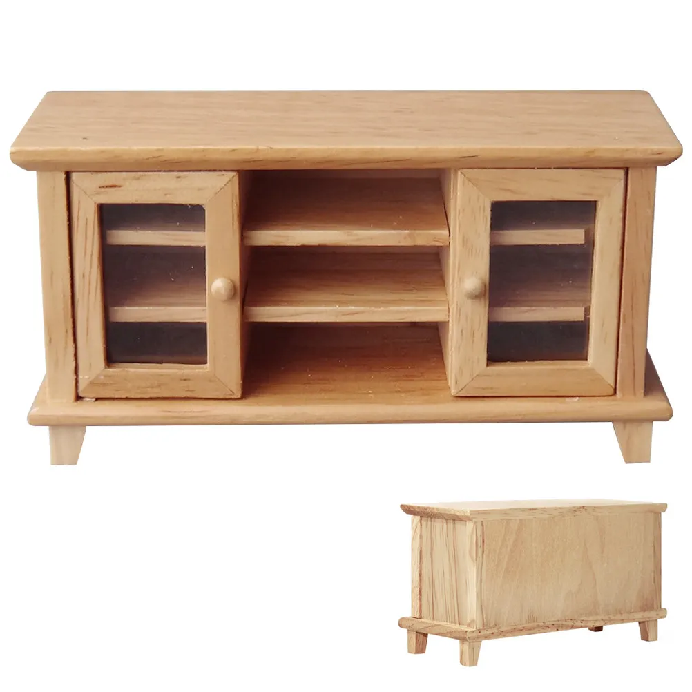 

Миниатюрный деревянный телевизионный шкафчик, украшение для миниатюрного дома, декор для комнаты, мини-шкаф из дерева, аксессуары для мебели