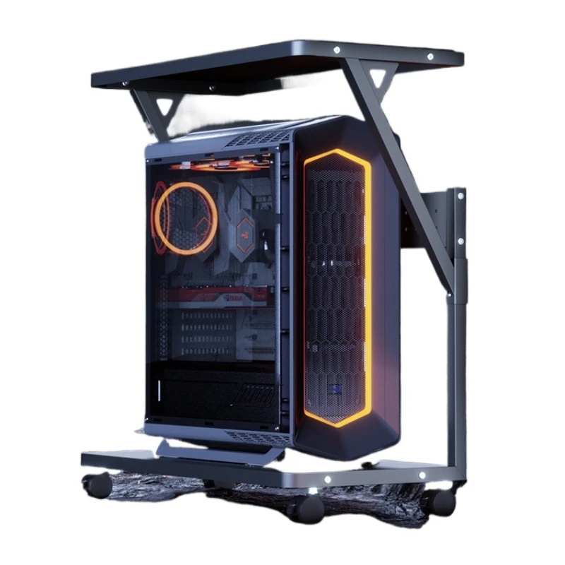 

Zhircheng Mobile Sea View Room Computer Main Case Bracket Open Lifting Two-layer Printer Storage