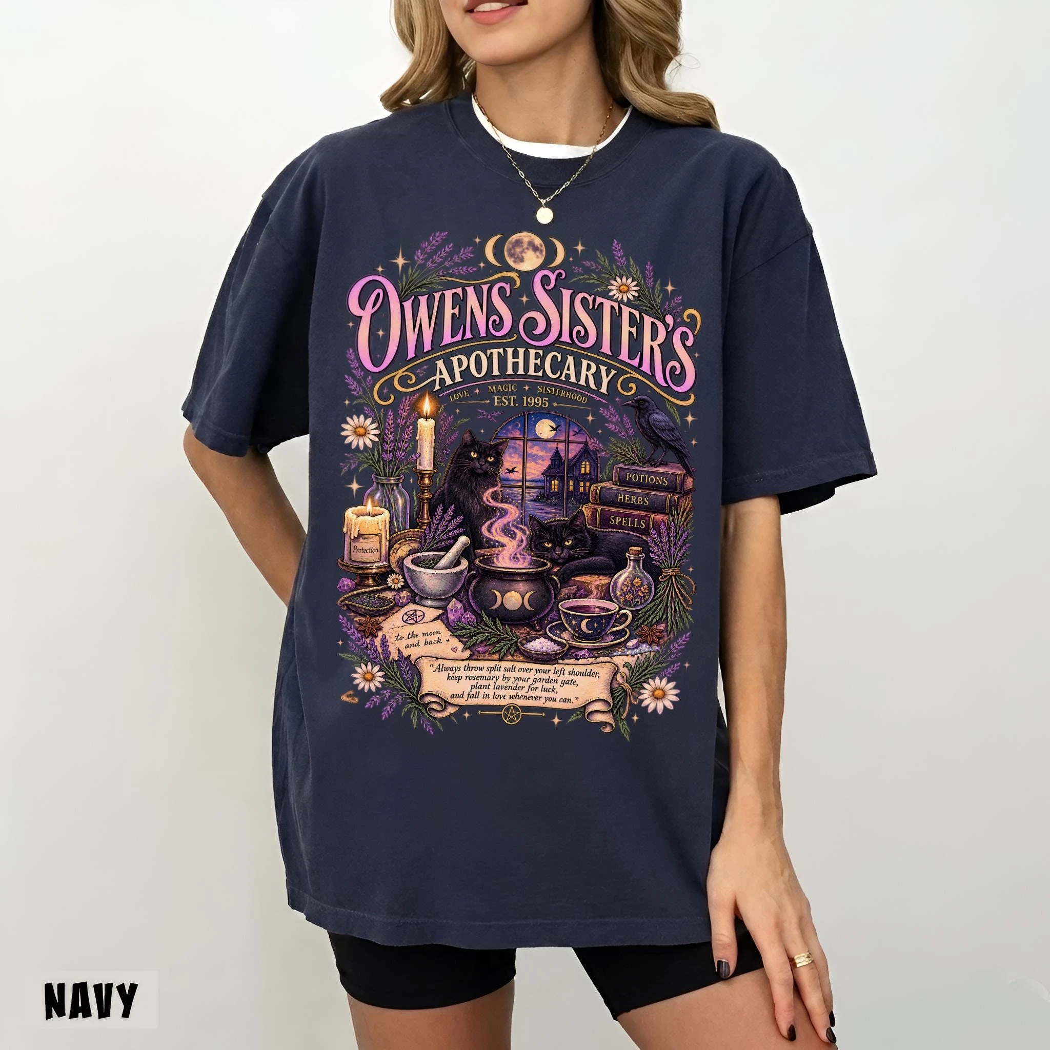 Praktisches Magic-Shirt Owens Sisters Apotheker-T-Shirt Hexen-Halloween-T-Shirt für die gruselige Jahreszeit, kurzärmeliges Damen-T-Shirt für Unisex – Detail 9