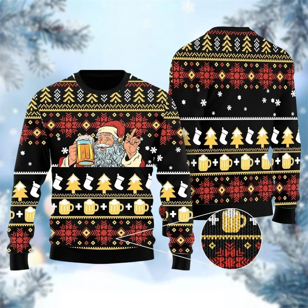 

Модный пивной уродливый рождественский свитер для женщин, одежда в стиле хип-хоп, вечерние мужские толстовки, повседневные мужские пуловеры, спортивные костюмы Санта-Клауса