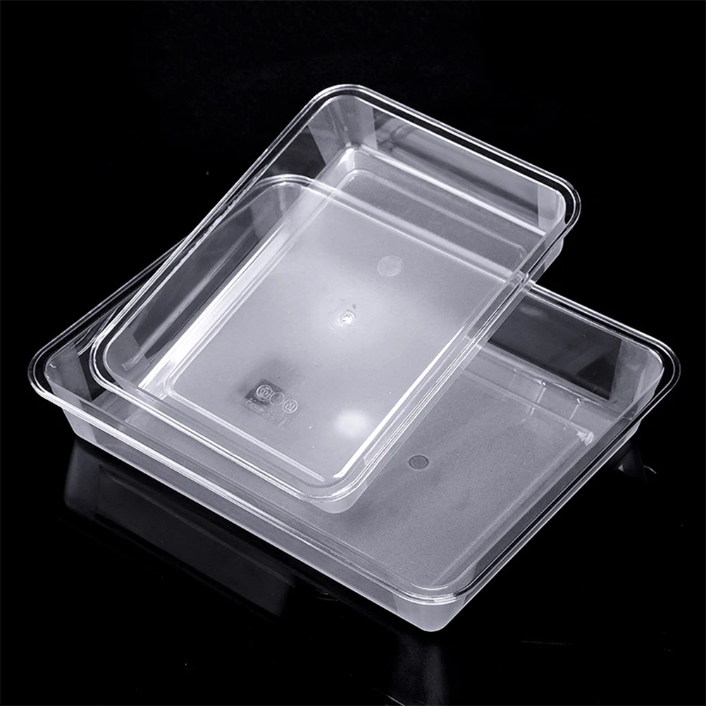 

2pcs Acrylic Tray Transparent Rectangular Food Storage Party Serving Platter Reusable Heavyweight Clear Plastic Tray Frost