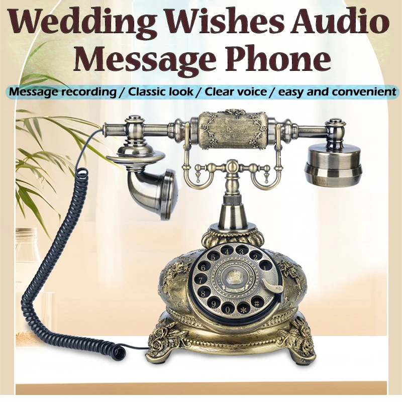 Classic retro wedding party blessing audio message rotary phone ancient audio recorder memory party guestbook art ornaments