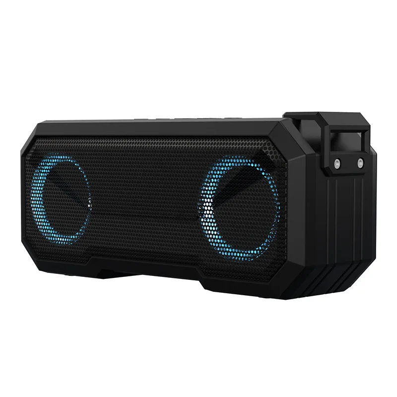 QUEED IPX7 Waterproof Bluetooth Speaker with Colorful LED Lights Power Bank Function Dual Drivers TWS Wireless Outdoor Speaker