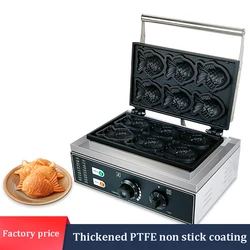 Commercial Taiyaki Machine Electric 6 Pcs Fish Waffle Maker Open Mouth Fish-shaped Cake Maker